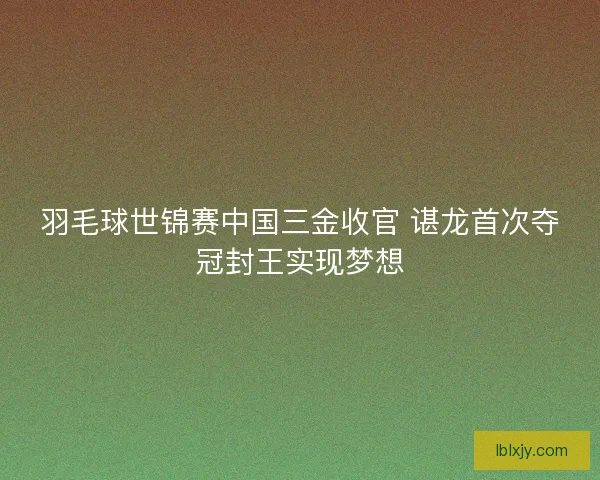 羽毛球世锦赛中国三金收官 谌龙首次夺冠封王实现梦想